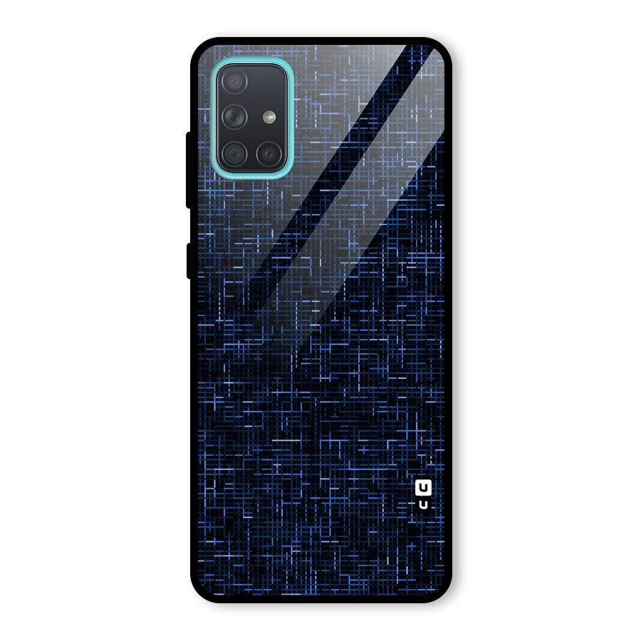 Criss Cross Blue Pattern Glass Back Case for Galaxy A71