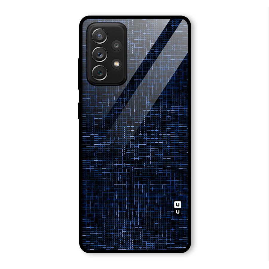 Criss Cross Blue Pattern Glass Back Case for Galaxy A72