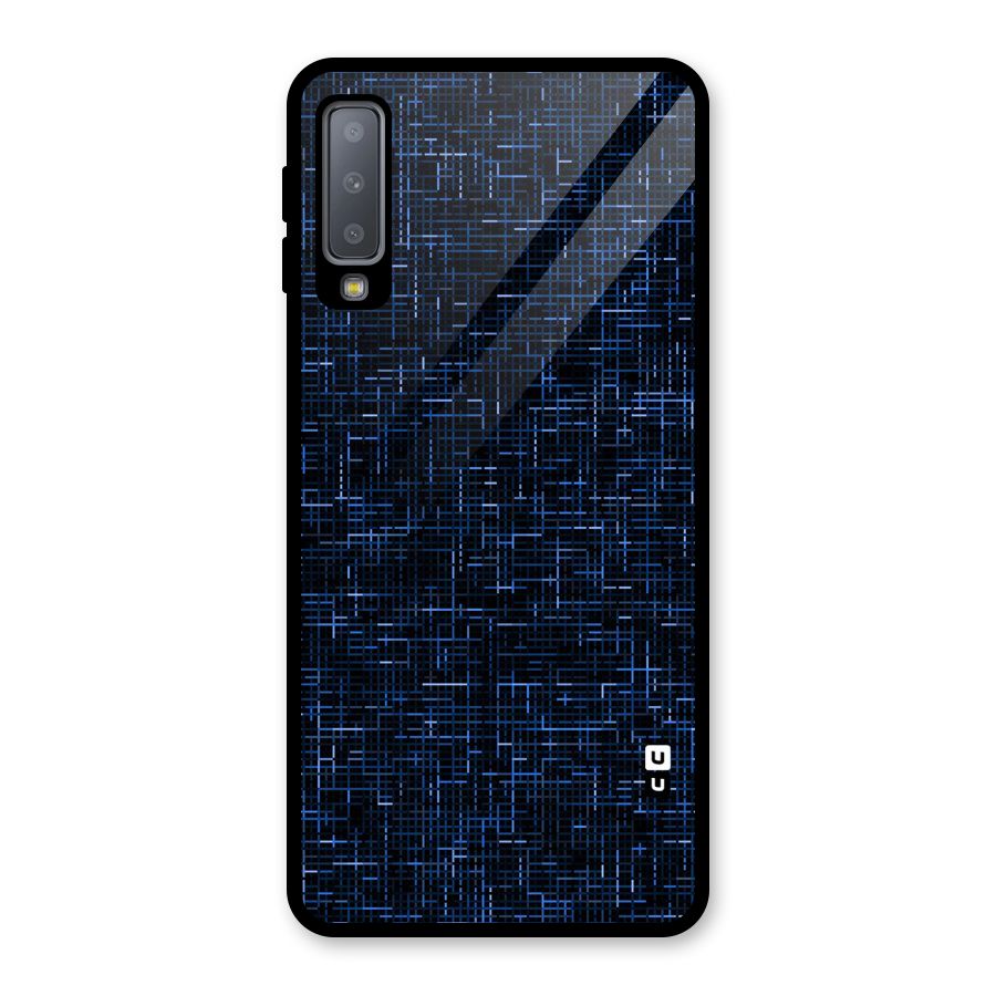 Criss Cross Blue Pattern Glass Back Case for Galaxy A7 (2018)