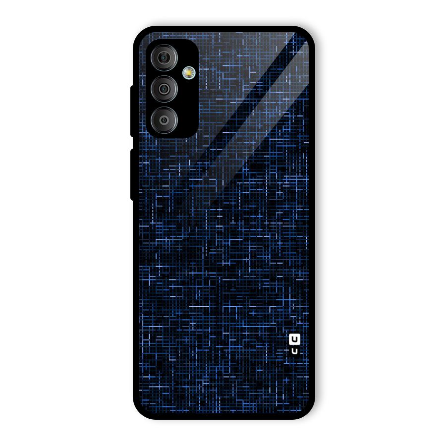 Criss Cross Blue Pattern Glass Back Case for Galaxy F23