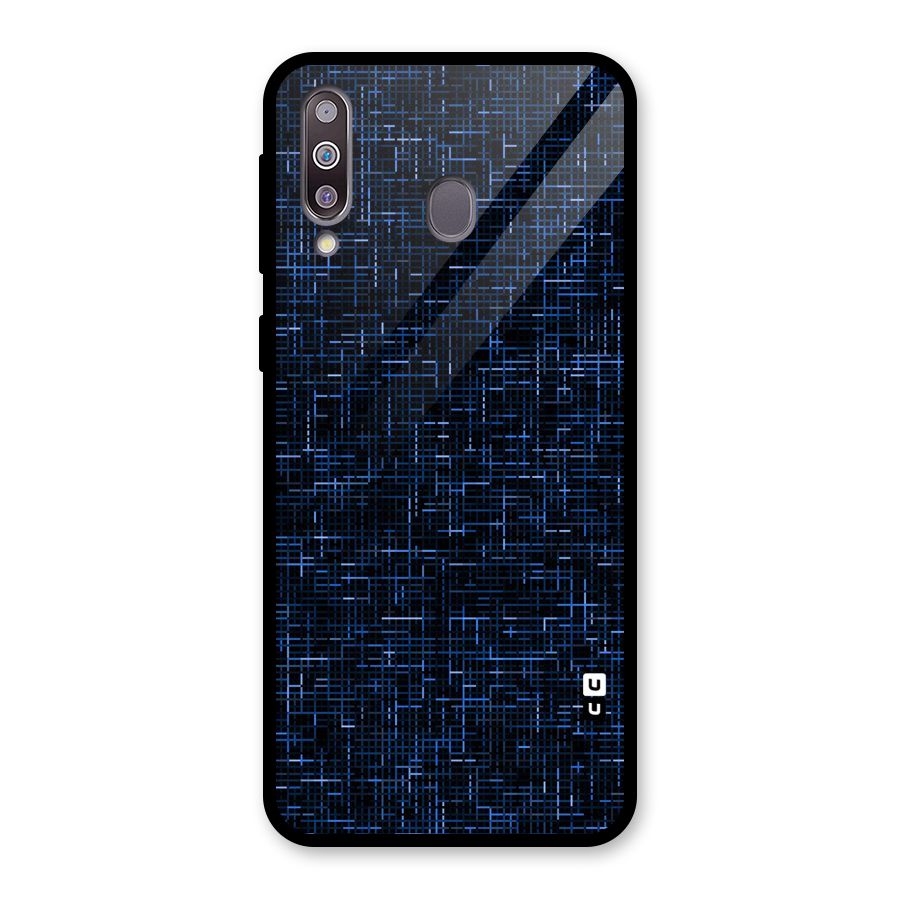 Criss Cross Blue Pattern Glass Back Case for Galaxy M30