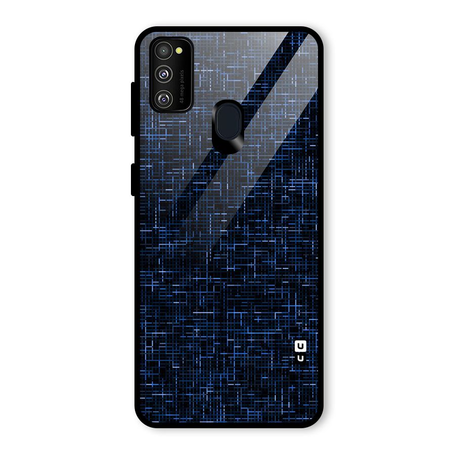 Criss Cross Blue Pattern Glass Back Case for Galaxy M30s