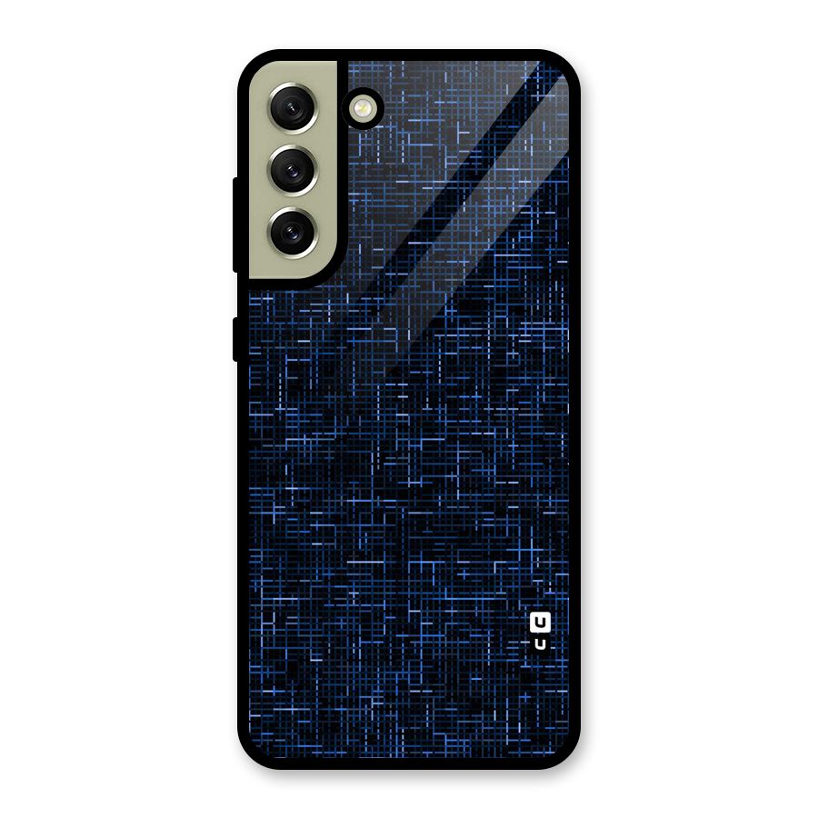 Criss Cross Blue Pattern Glass Back Case for Galaxy S21 FE 5G