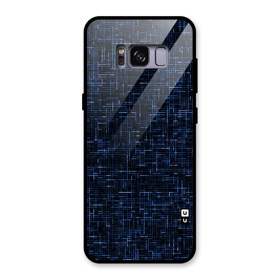 Criss Cross Blue Pattern Glass Back Case for Galaxy S8