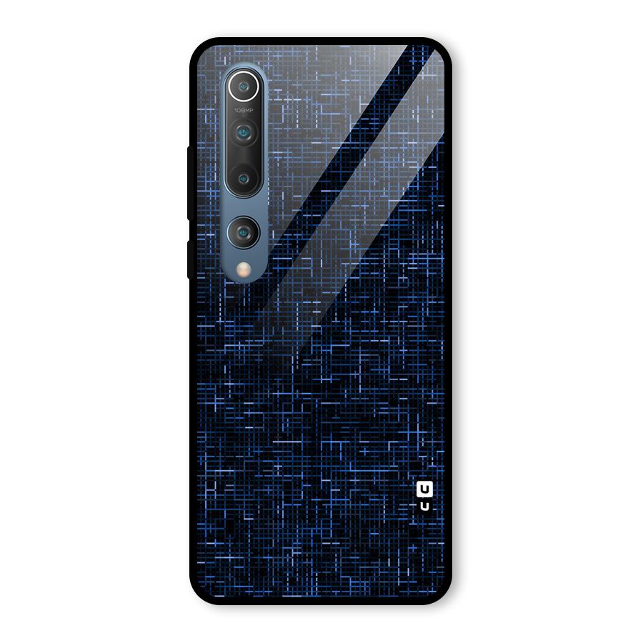Criss Cross Blue Pattern Glass Back Case for Mi 10