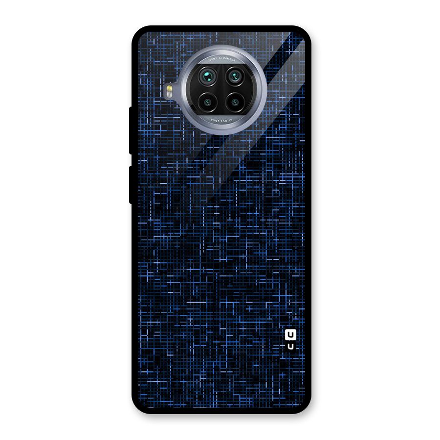Criss Cross Blue Pattern Glass Back Case for Mi 10i