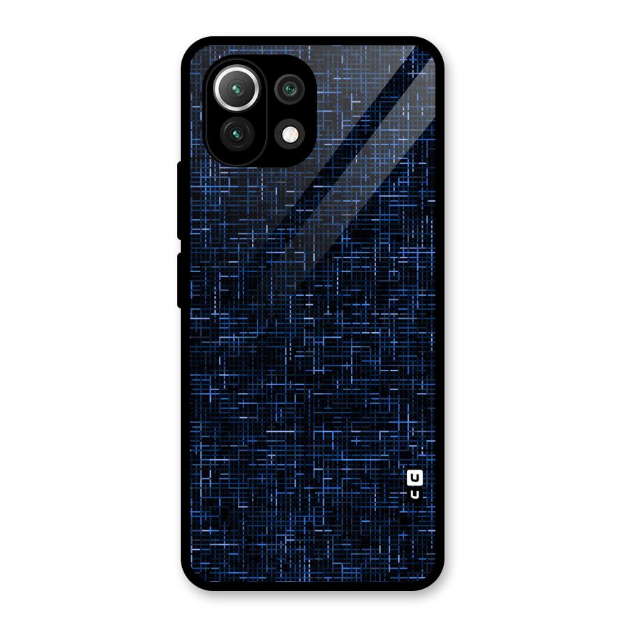 Criss Cross Blue Pattern Glass Back Case for Mi 11 Lite NE 5G