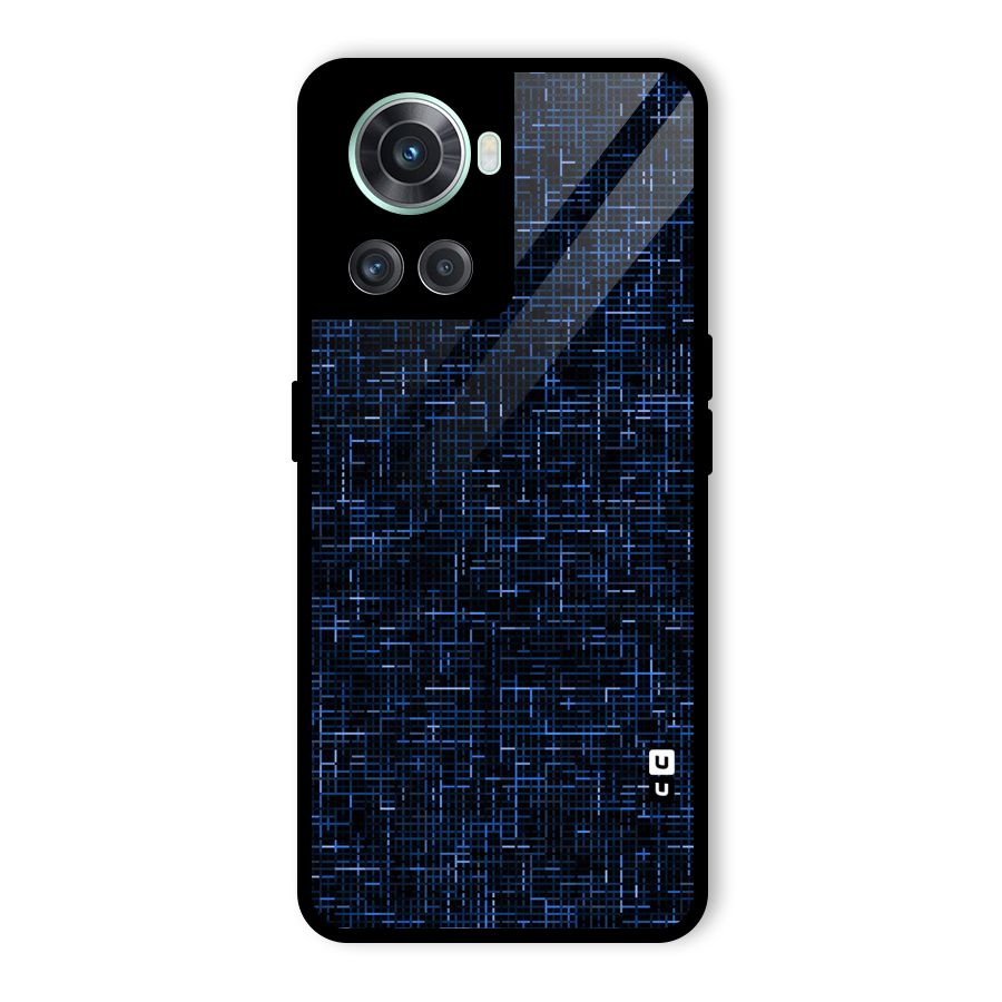 Criss Cross Blue Pattern Glass Back Case for OnePlus 10R