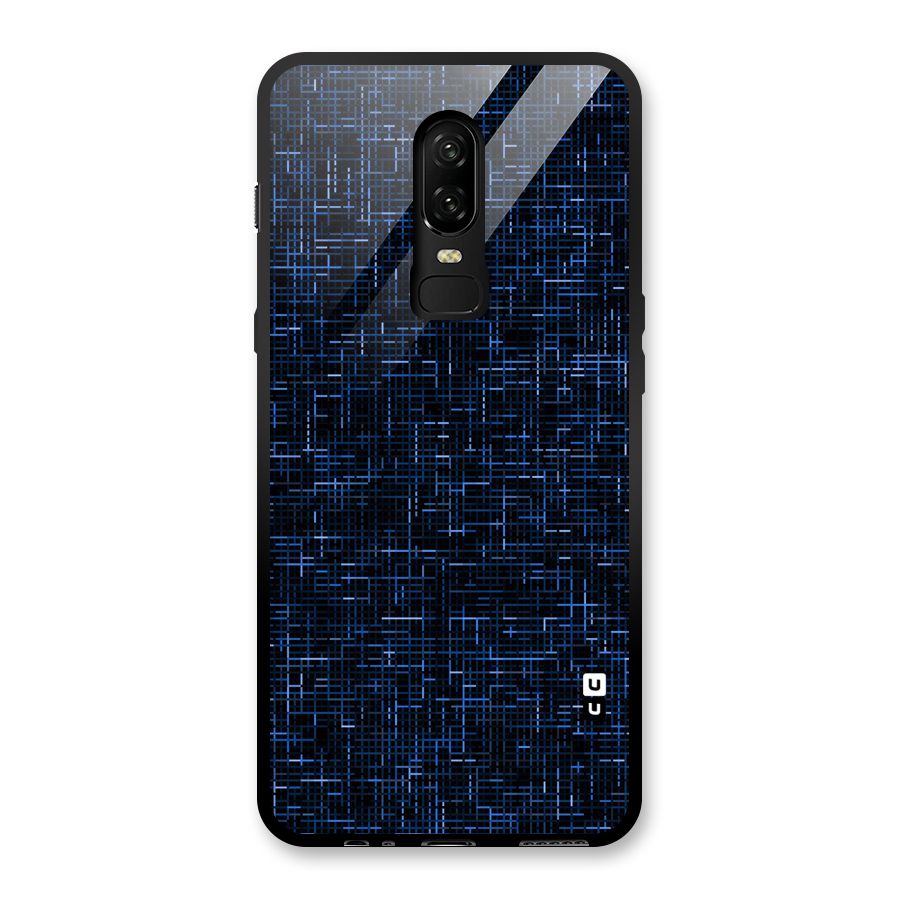 Criss Cross Blue Pattern Glass Back Case for OnePlus 6