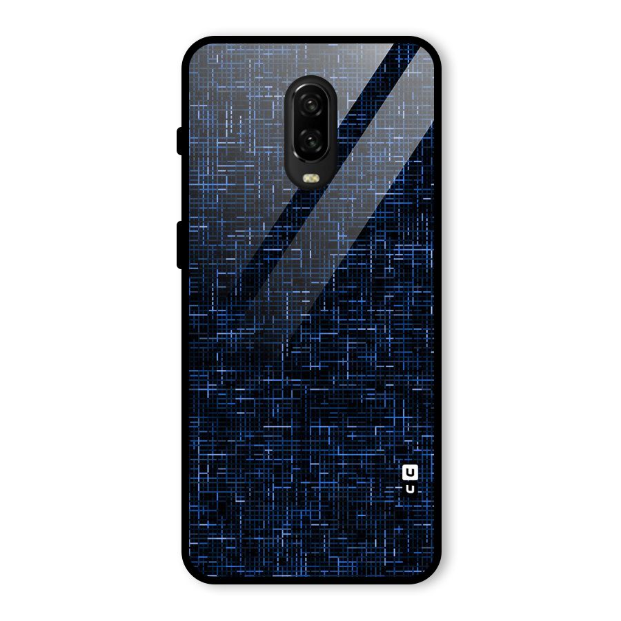 Criss Cross Blue Pattern Glass Back Case for OnePlus 6T