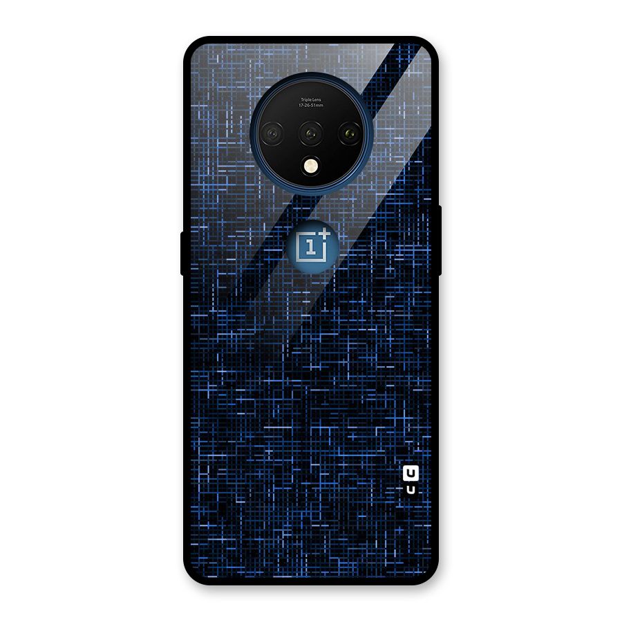 Criss Cross Blue Pattern Glass Back Case for OnePlus 7T