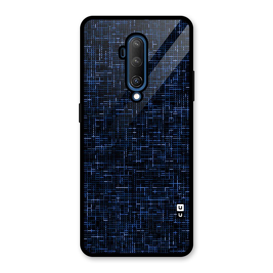 Criss Cross Blue Pattern Glass Back Case for OnePlus 7T Pro