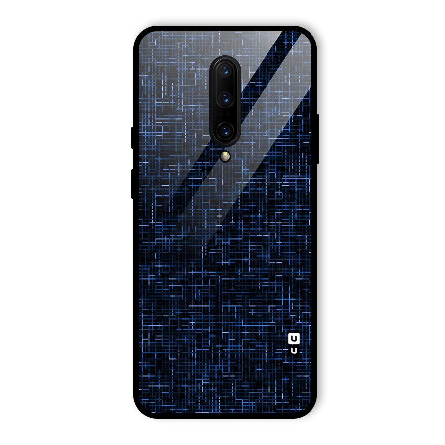 Criss Cross Blue Pattern Glass Back Case for OnePlus 7 Pro