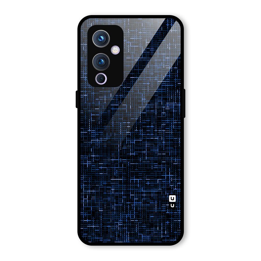 Criss Cross Blue Pattern Glass Back Case for OnePlus 9