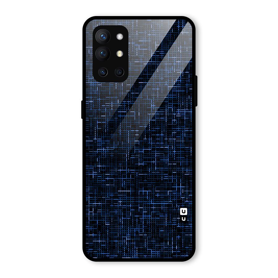 Criss Cross Blue Pattern Glass Back Case for OnePlus 9R