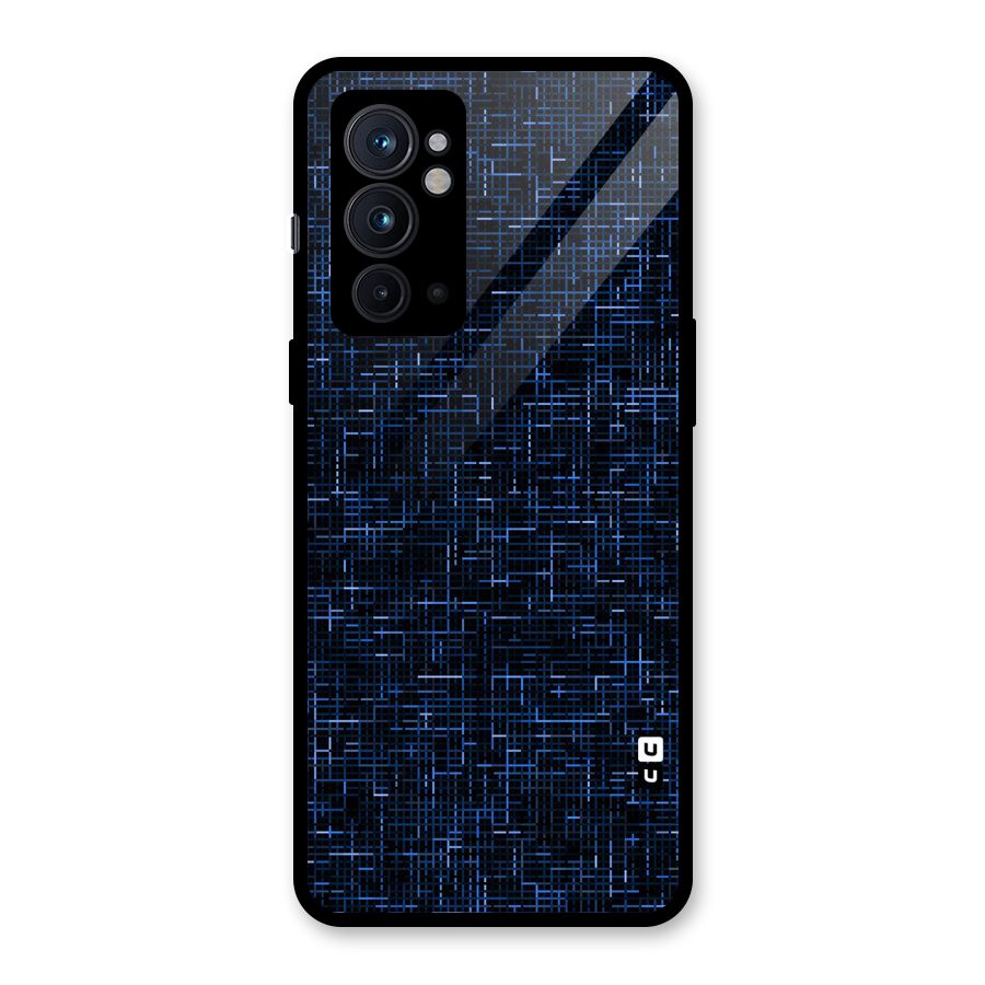 Criss Cross Blue Pattern Glass Back Case for OnePlus 9RT 5G