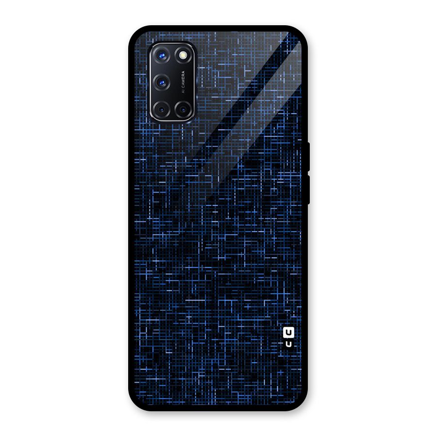 Criss Cross Blue Pattern Glass Back Case for Oppo A52