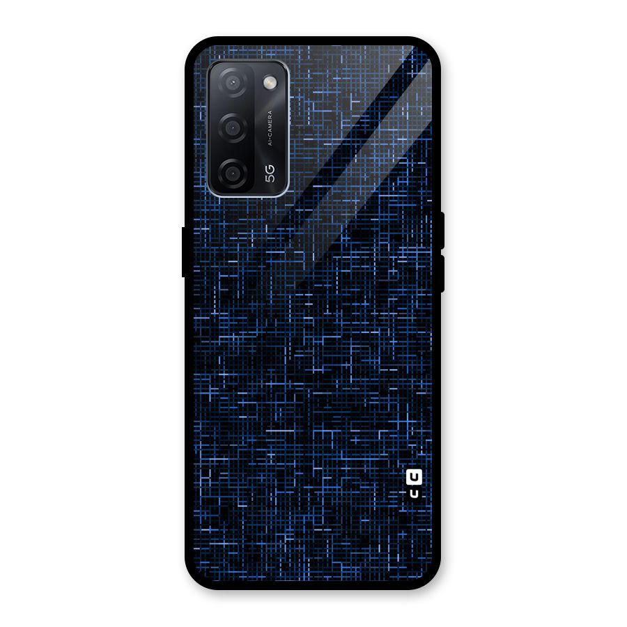 Criss Cross Blue Pattern Glass Back Case for Oppo A53s 5G