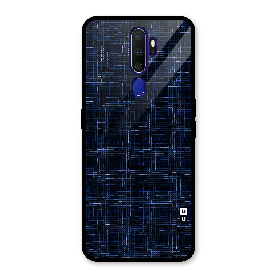 Criss Cross Blue Pattern Glass Back Case for Oppo A9 (2020)