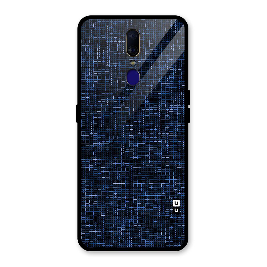 Criss Cross Blue Pattern Glass Back Case for Oppo F11