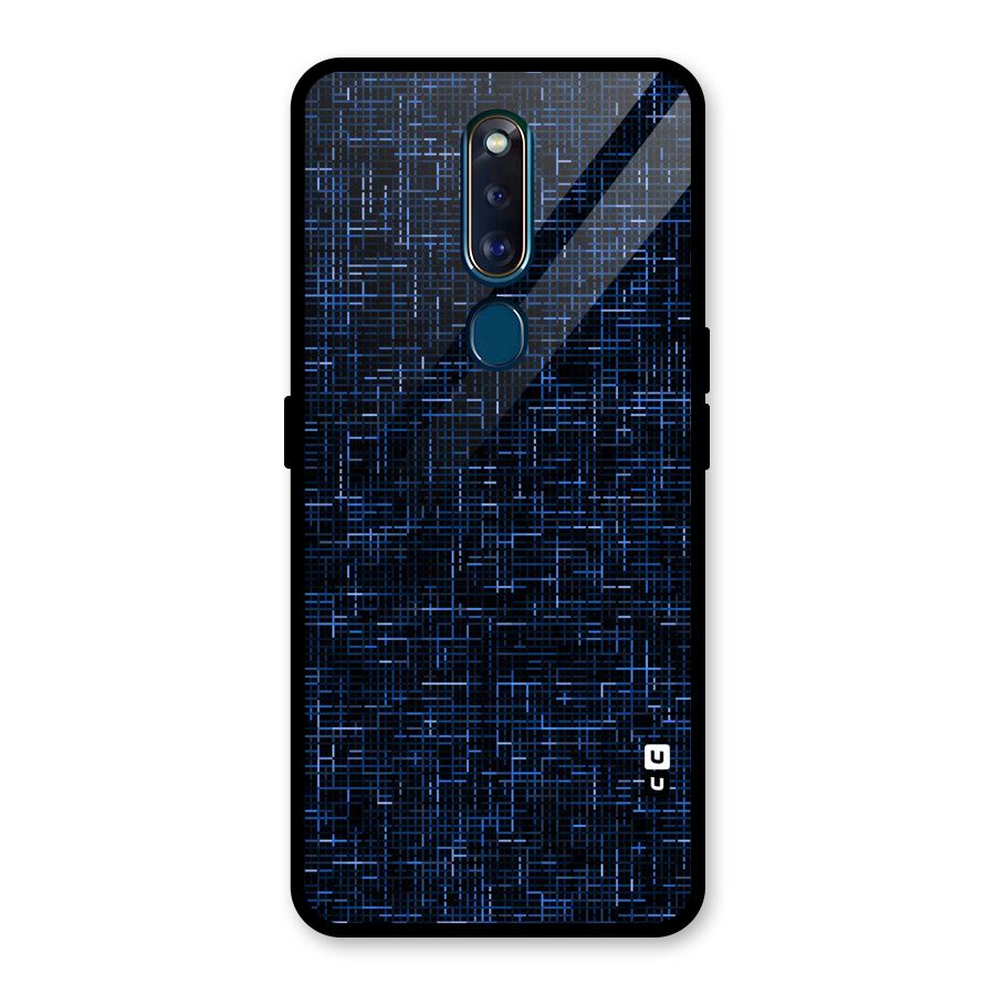 Criss Cross Blue Pattern Glass Back Case for Oppo F11 Pro