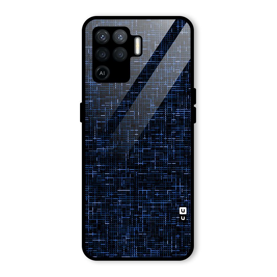 Criss Cross Blue Pattern Glass Back Case for Oppo F19 Pro