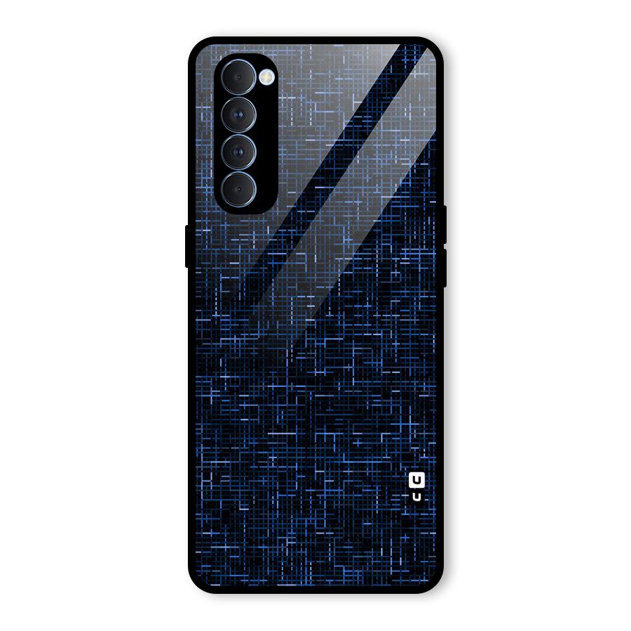 Criss Cross Blue Pattern Glass Back Case for Oppo Reno4 Pro