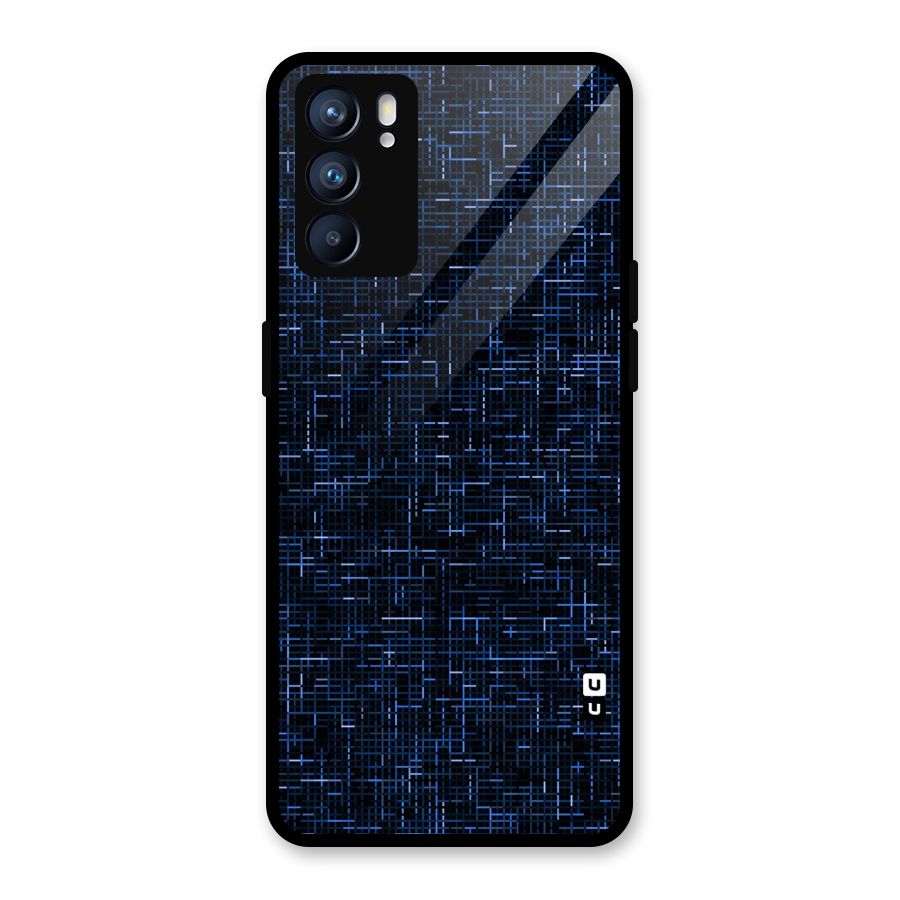 Criss Cross Blue Pattern Glass Back Case for Oppo Reno6 5G
