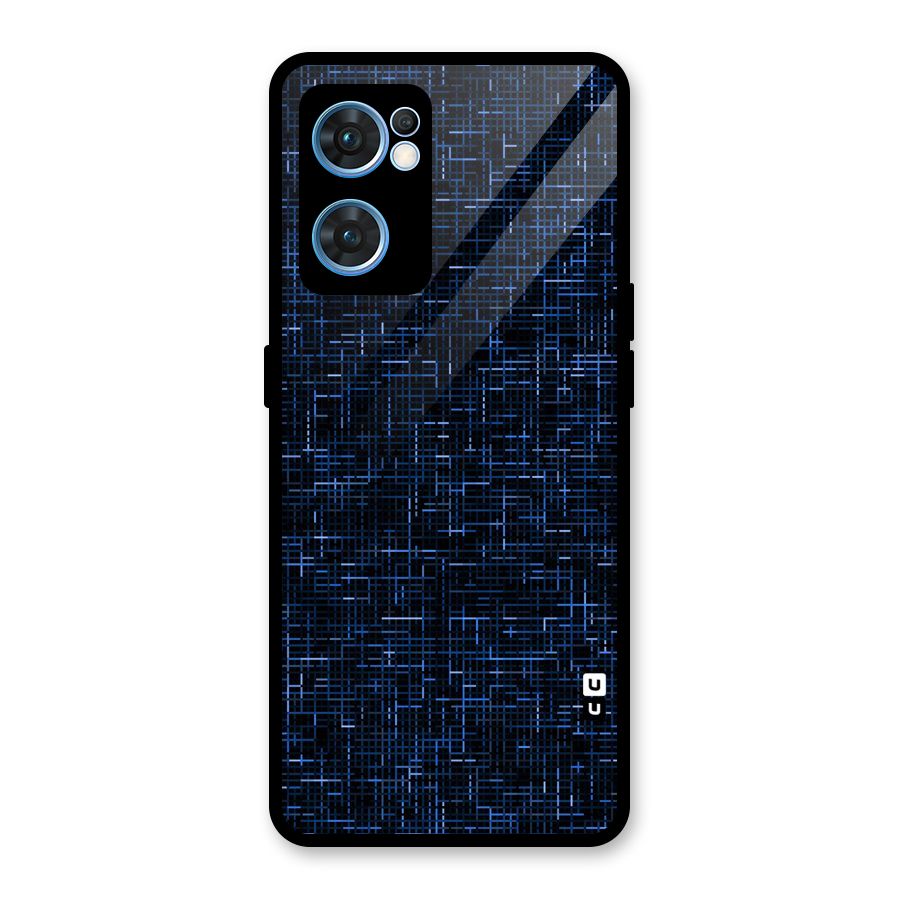 Criss Cross Blue Pattern Glass Back Case for Oppo Reno7 5G