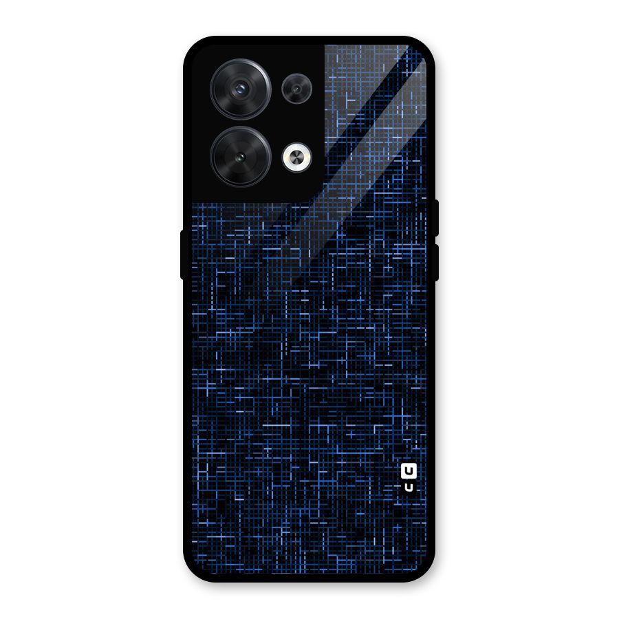 Criss Cross Blue Pattern Glass Back Case for Oppo Reno8 5G