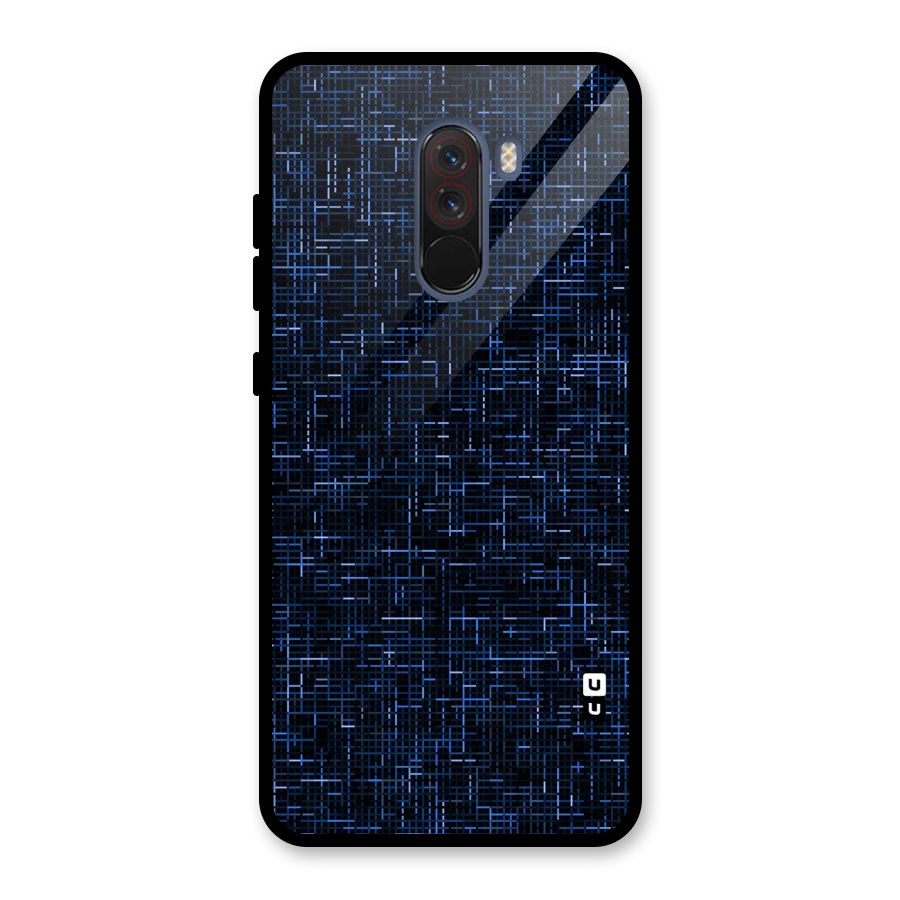 Criss Cross Blue Pattern Glass Back Case for Poco F1