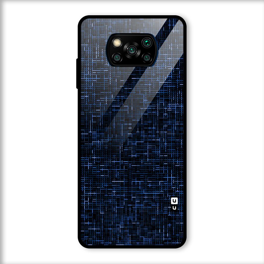 Criss Cross Blue Pattern Glass Back Case for Poco X3