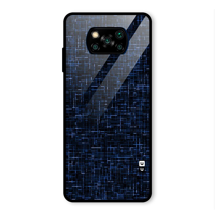 Criss Cross Blue Pattern Glass Back Case for Poco X3 Pro