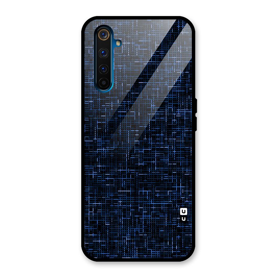 Criss Cross Blue Pattern Glass Back Case for Realme 6 Pro
