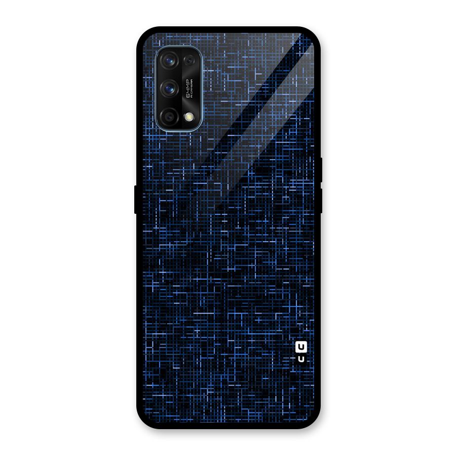 Criss Cross Blue Pattern Glass Back Case for Realme 7 Pro