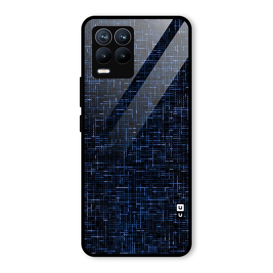 Criss Cross Blue Pattern Glass Back Case for Realme 8 Pro