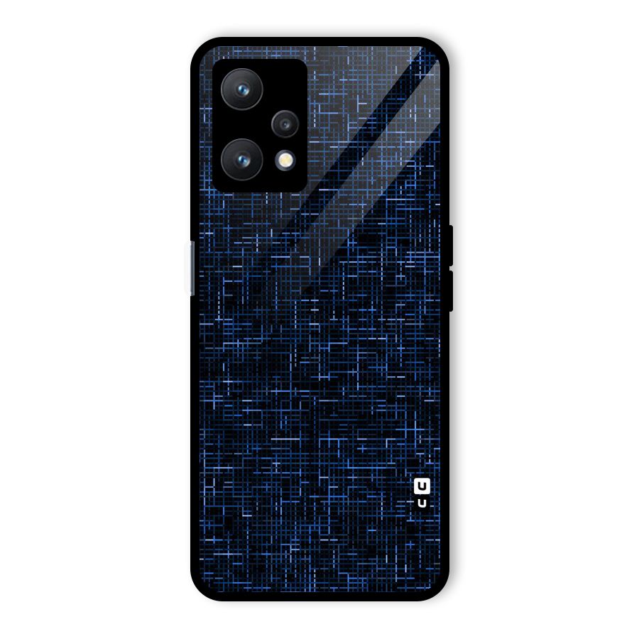 Criss Cross Blue Pattern Glass Back Case for Realme 9 Pro 5G