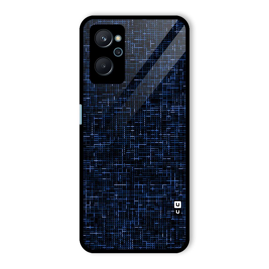Criss Cross Blue Pattern Glass Back Case for Realme 9i