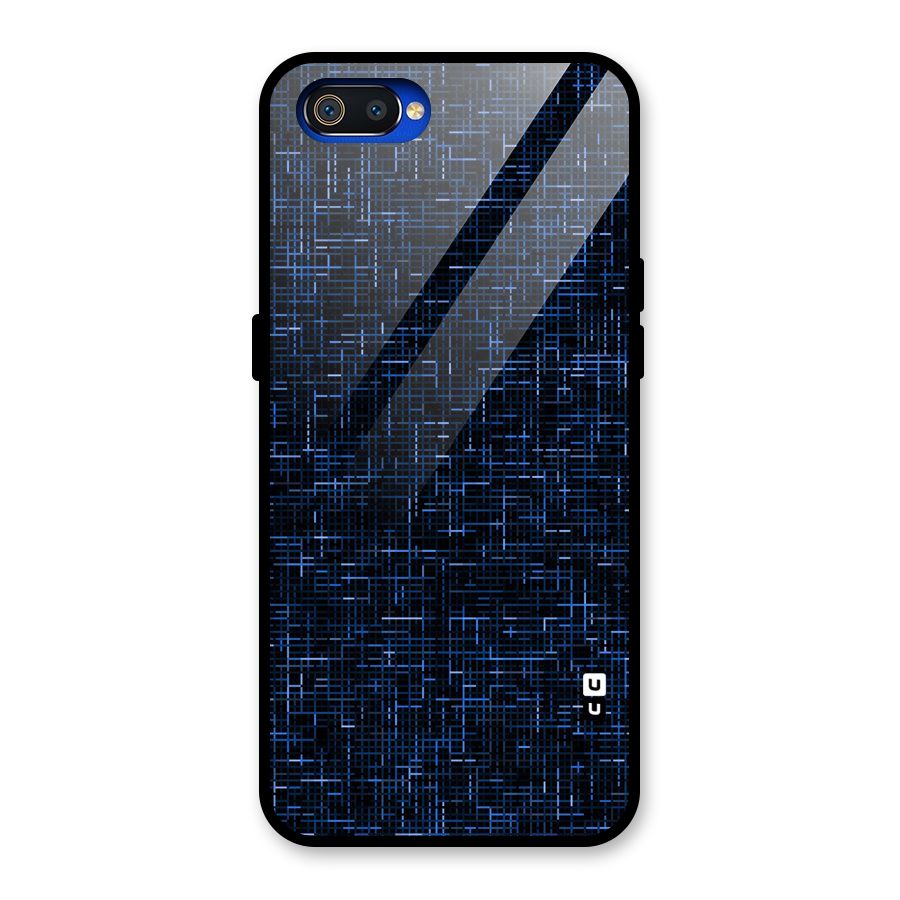 Criss Cross Blue Pattern Glass Back Case for Realme C2