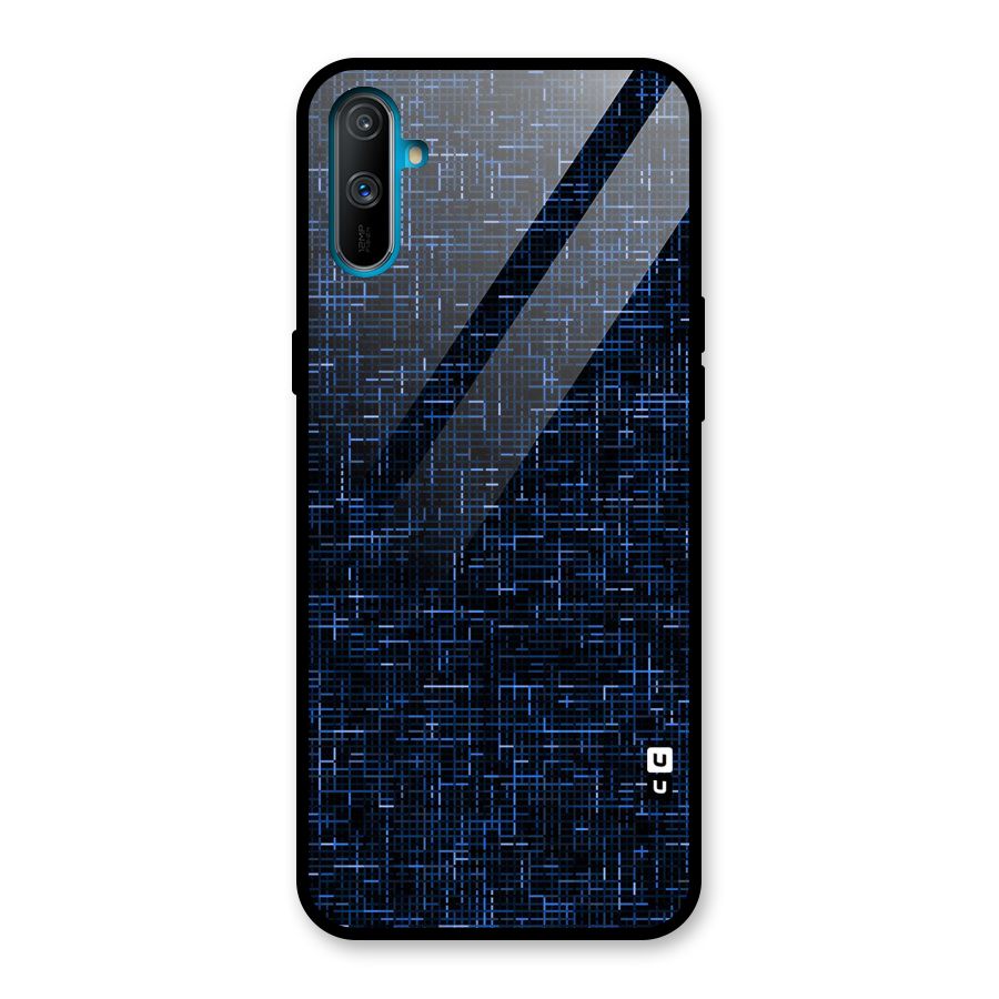 Criss Cross Blue Pattern Glass Back Case for Realme C3