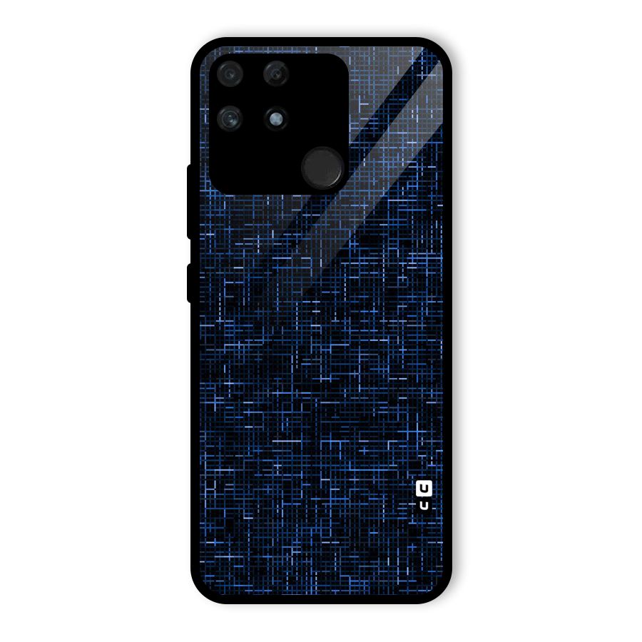 Criss Cross Blue Pattern Glass Back Case for Realme Narzo 50A