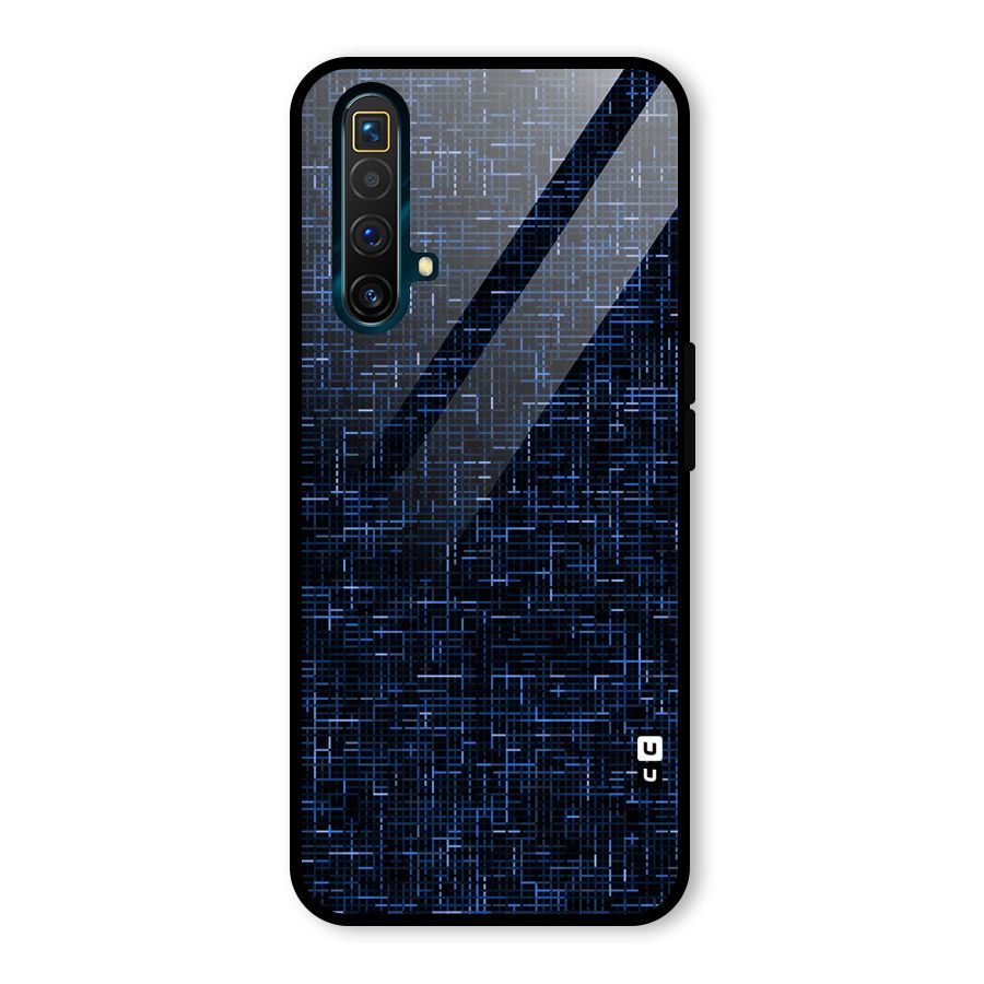 Criss Cross Blue Pattern Glass Back Case for Realme X3 SuperZoom