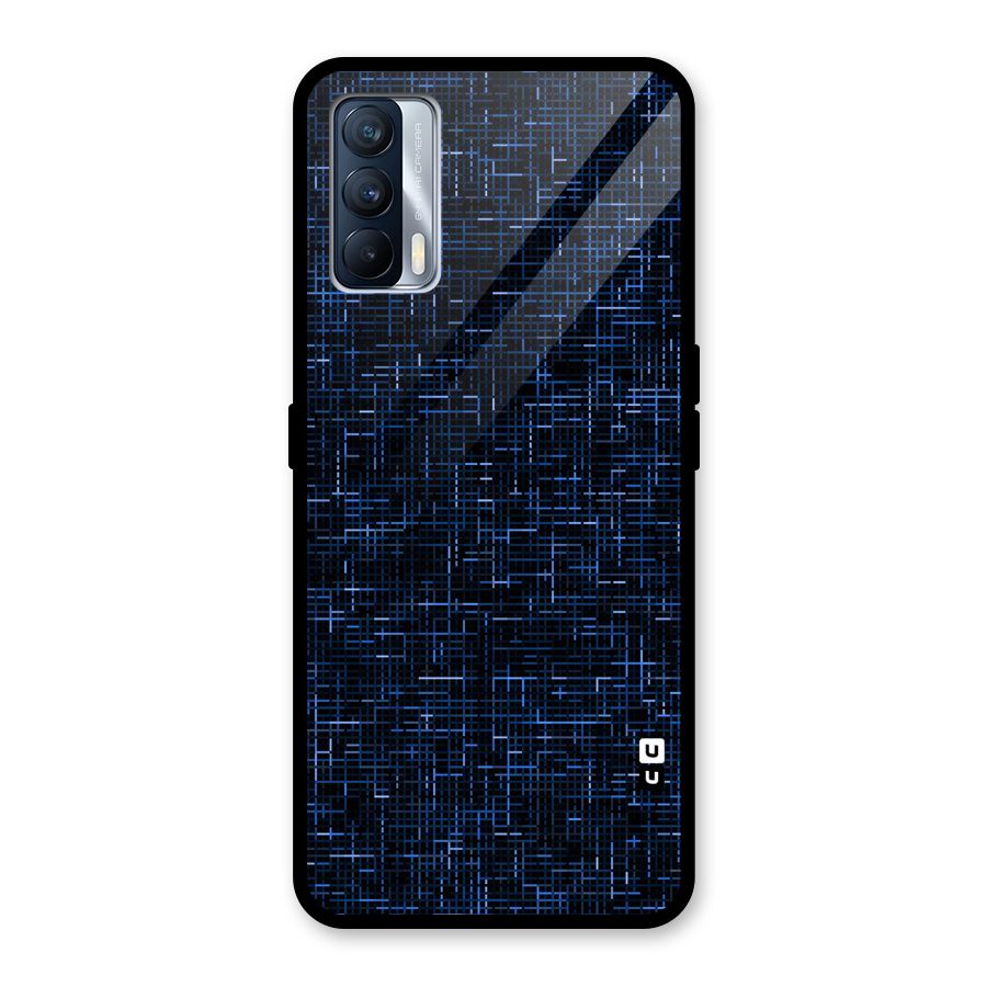 Criss Cross Blue Pattern Glass Back Case for Realme X7