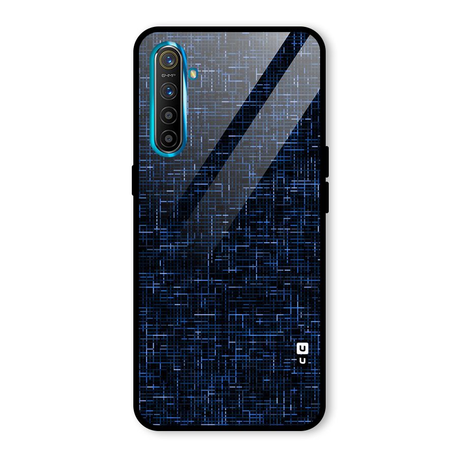 Criss Cross Blue Pattern Glass Back Case for Realme XT