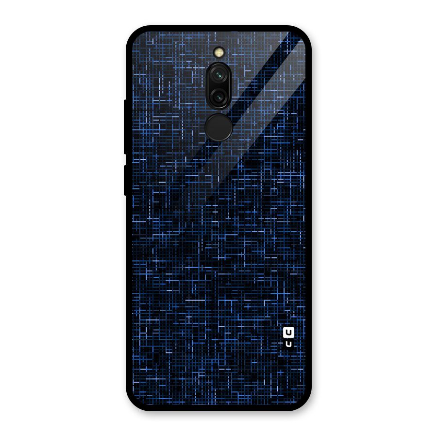 Criss Cross Blue Pattern Glass Back Case for Redmi 8