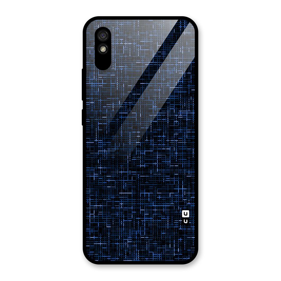 Criss Cross Blue Pattern Glass Back Case for Redmi 9i