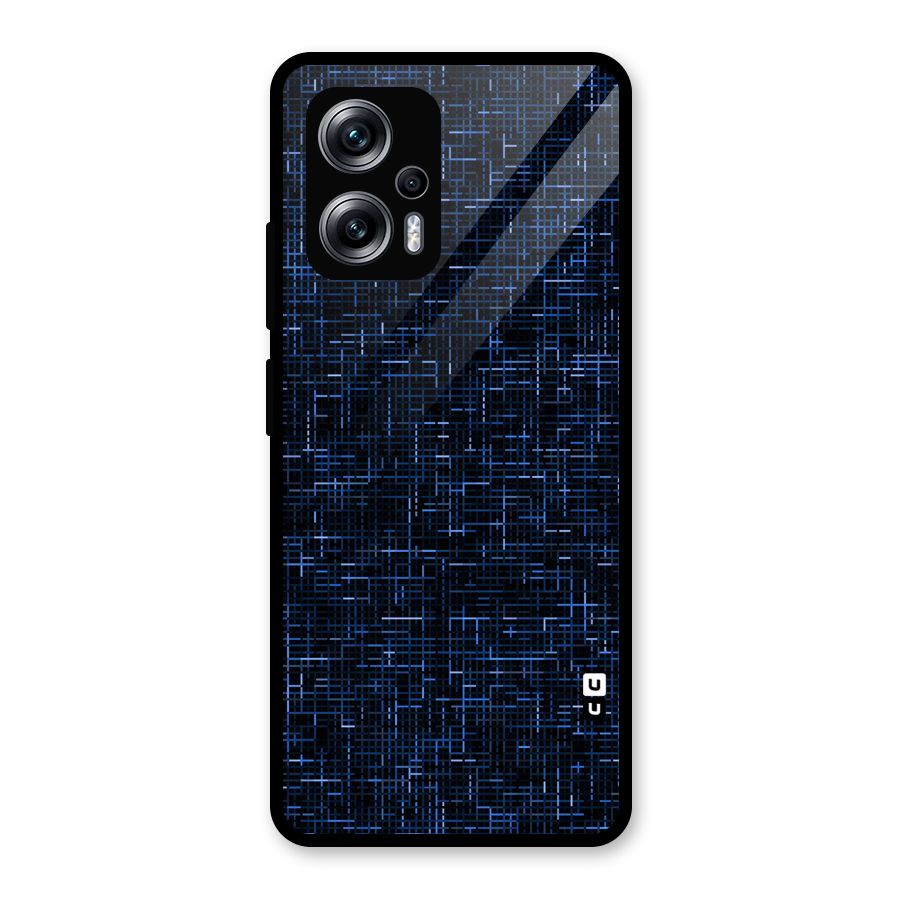 Criss Cross Blue Pattern Glass Back Case for Redmi K50i