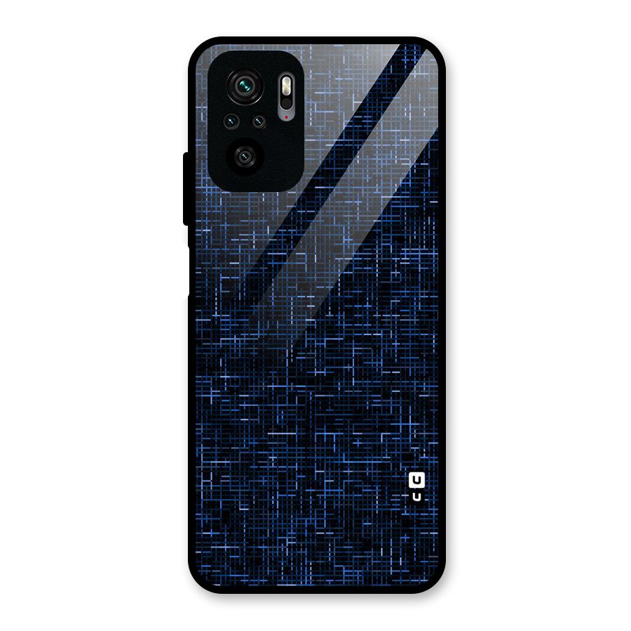 Criss Cross Blue Pattern Glass Back Case for Redmi Note 10S