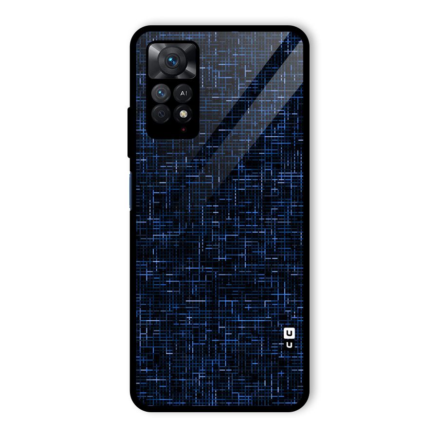 Criss Cross Blue Pattern Glass Back Case for Redmi Note 11 Pro