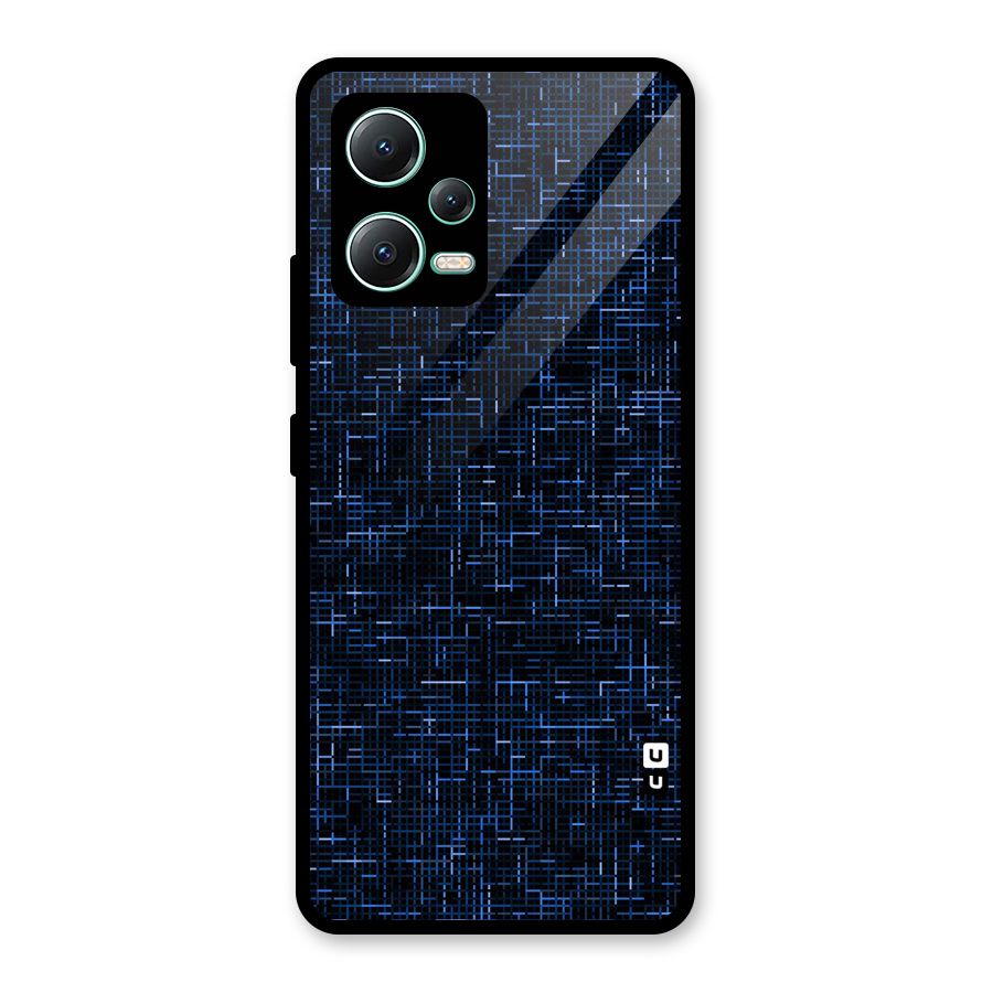 Criss Cross Blue Pattern Glass Back Case for Redmi Note 12 5G